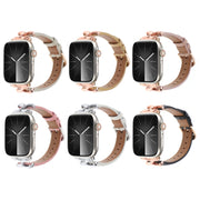 For Apple Watch 46mm / 49mm / 45mm / 44mm X-shaped Buckle Genuine Leather Watch Band(Black)