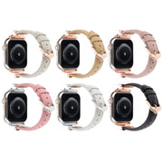 For Apple Watch 46mm / 49mm / 45mm / 44mm X-shaped Buckle Genuine Leather Watch Band(White)