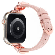 For Apple Watch 42mm / 41mm / 40mm / 38mm Leopard Head Genuine Leather Watch Band(Pink Rose Gold)