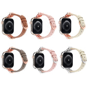 For Apple Watch 42mm / 41mm / 40mm / 38mm Leopard Head Genuine Leather Watch Band(Pink Rose Gold)