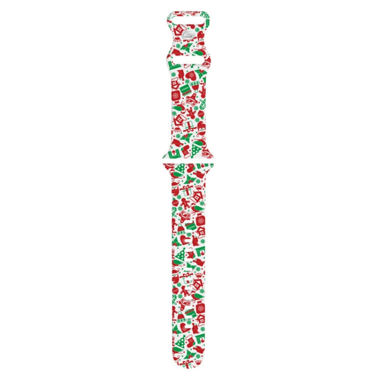 For Apple Watch 42mm / 41mm / 40mm / 38mm Christmas Pattern Silicone Watch Band(Christmas Gift)
