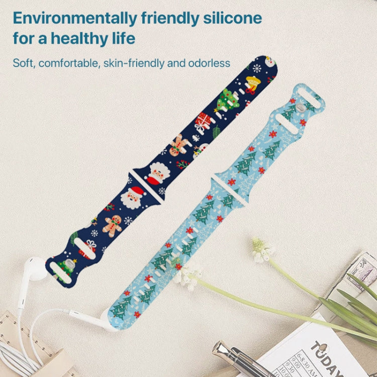 For Apple Watch 46mm / 49mm / 45mm / 44mm Christmas Pattern Silicone Watch Band(Santa Claus White)