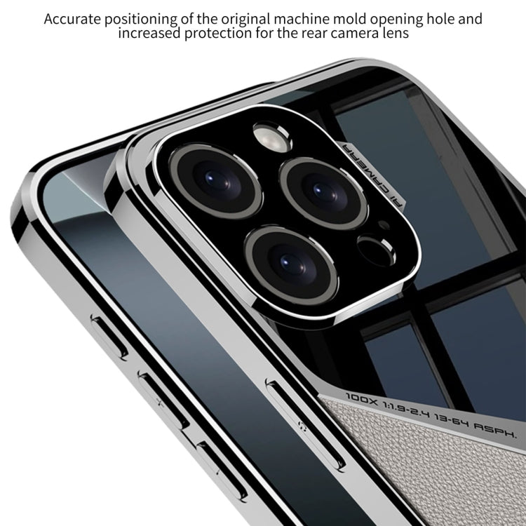 For iPhone 16 Pro Max GKK Leather Electroplating Supersonic Speed Shockproof Phone Case(Black)