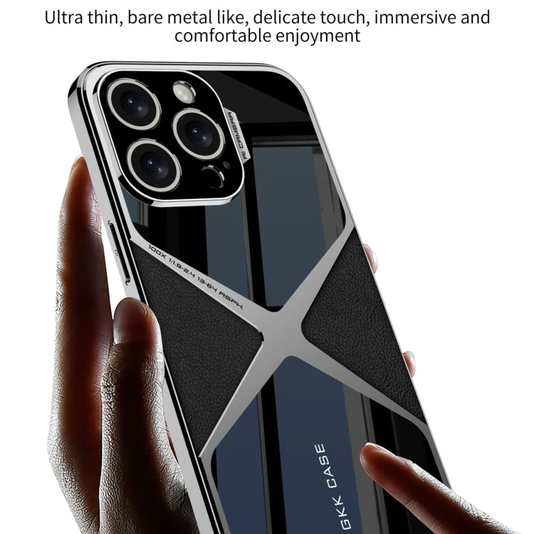 For iPhone 16 Pro Max GKK Leather Electroplating Supersonic Speed Shockproof Phone Case(Black)