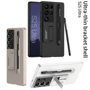 For Samsung Galaxy S25+ 5G GKK Ultra-thin Holder Phone Case with Pen Slots & Stylus Pen(Black)