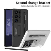 For Samsung Galaxy S25+ 5G GKK Ultra-thin Holder Phone Case with Pen Slots & Stylus Pen(Green)