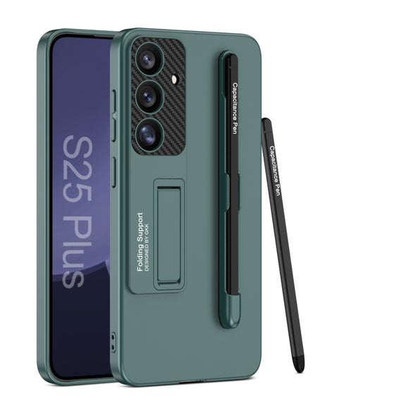 For Samsung Galaxy S25+ 5G GKK Ultra-thin Holder Phone Case with Pen Slots & Stylus Pen(Green)