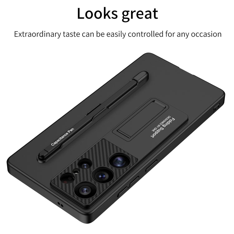 For Samsung Galaxy S25 Ultra 5G GKK Ultra-thin Holder Phone Case with Pen Slots & Stylus Pen(Titanium Gray)