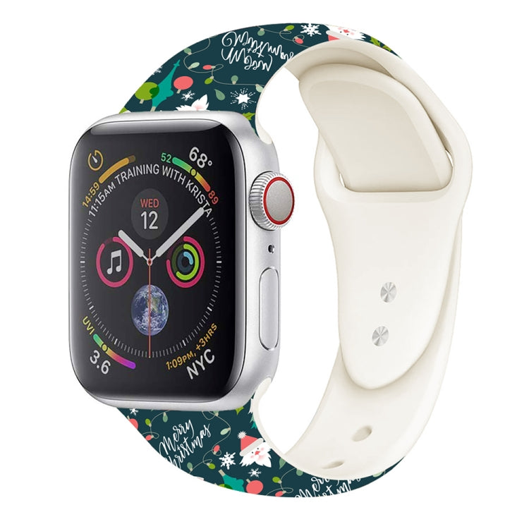 For Apple Watch 46mm / 49mm / 45mm / 44mm Christmas Pattern Silicone Watch Band(Merry Christmas)