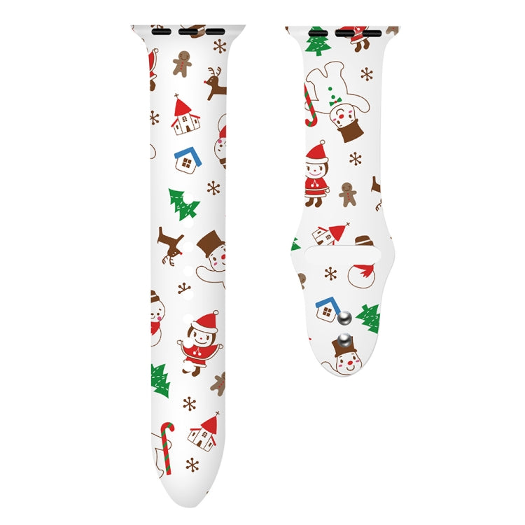 For Apple Watch 42mm / 41mm / 40mm / 38mm Christmas Pattern Silicone Watch Band(Christmas Snowman)
