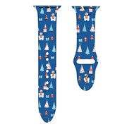 For Apple Watch 42mm / 41mm / 40mm / 38mm Christmas Pattern Silicone Watch Band(Small Snowman Blue)