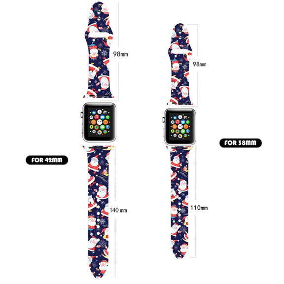 For Apple Watch 46mm / 49mm / 45mm / 44mm Christmas Pattern Silicone Watch Band(White Christmas)