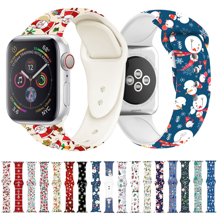 For Apple Watch 46mm / 49mm / 45mm / 44mm Christmas Pattern Silicone Watch Band(Merry Christmas)