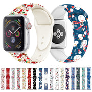 For Apple Watch 42mm / 41mm / 40mm / 38mm Christmas Pattern Silicone Watch Band(Happy Skiing Bear)