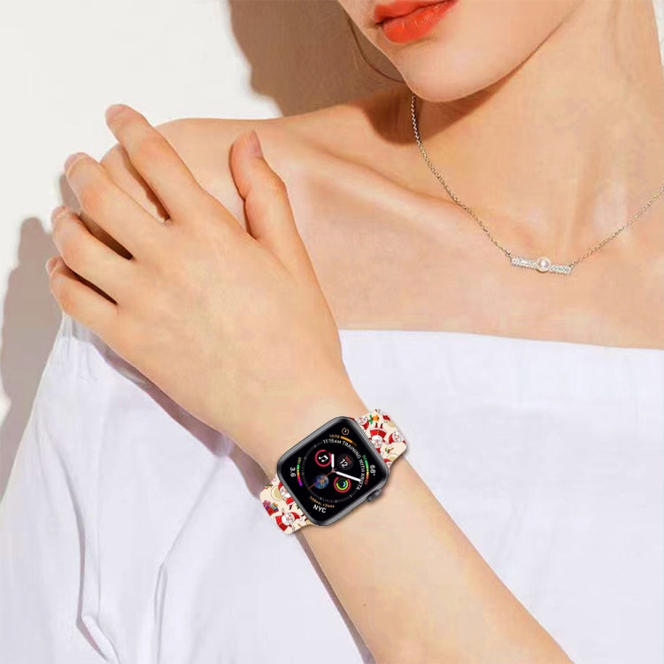For Apple Watch 42mm / 41mm / 40mm / 38mm Christmas Pattern Silicone Watch Band(Auspicious Christmas)