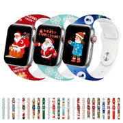For Apple Watch 42mm / 41mm / 40mm / 38mm Christmas Pattern Reverse Buckle Silicone Watch Band(Christmas Angel)