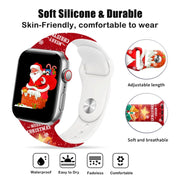 For Apple Watch 46mm / 49mm / 45mm / 44mm Christmas Pattern Reverse Buckle Silicone Watch Band(Deers)