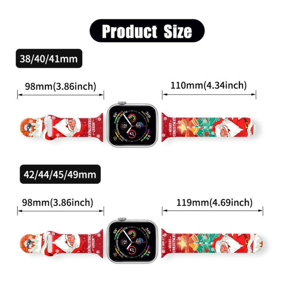 For Apple Watch 42mm / 41mm / 40mm / 38mm Christmas Pattern Reverse Buckle Silicone Watch Band(Deers)