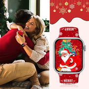 For Apple Watch 42mm / 41mm / 40mm / 38mm Christmas Pattern Reverse Buckle Silicone Watch Band(Snowman)