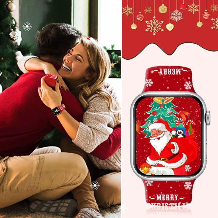 For Apple Watch 42mm / 41mm / 40mm / 38mm Christmas Pattern Reverse Buckle Silicone Watch Band(Weasels)