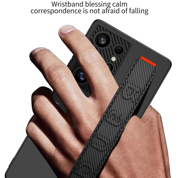 For Samsung Galaxy S25 Ultra 5G GKK Ultra-thin Wristband Shockproof Phone Case with Holder(Titanium Gray)