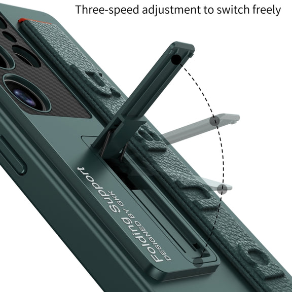 For Samsung Galaxy S25 Ultra 5G GKK Ultra-thin Wristband Shockproof Phone Case with Holder(Titanium Gray)