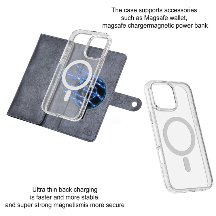 For iPhone 16 Pro Max ViLi GVS-C Series MagSafe Magnetic RFID Leather Flip Phone Case(Grey)