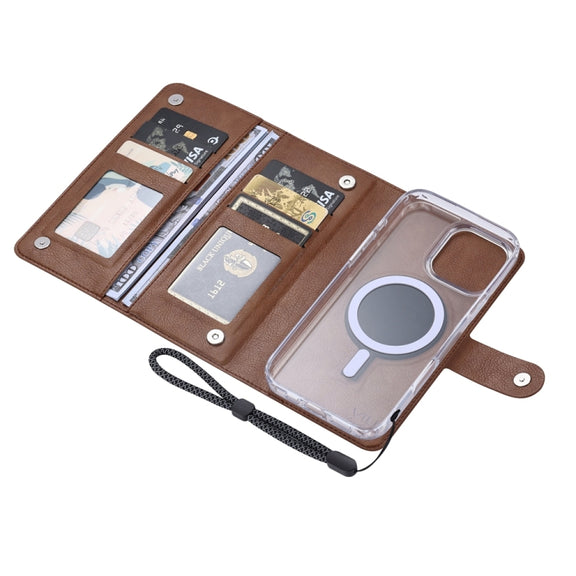 For iPhone 16 ViLi GVS-C Series MagSafe Magnetic RFID Leather Flip Phone Case(Brown)
