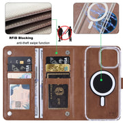 For iPhone 16 ViLi GVS-C Series MagSafe Magnetic RFID Leather Flip Phone Case(Brown)