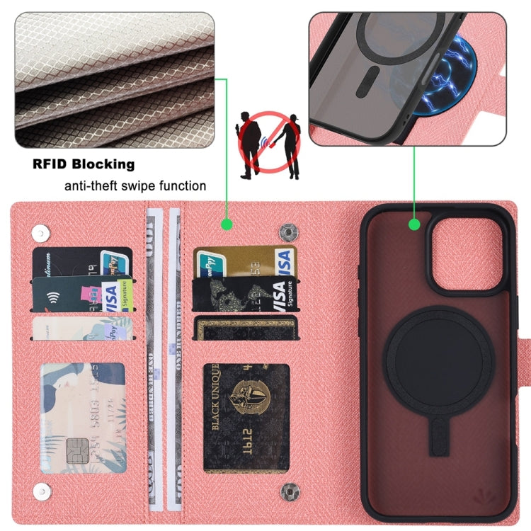 For iPhone 16 Plus ViLi GBS Series MagSafe Magnetic RFID Leather Flip Phone Case(Pink)