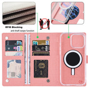 For iPhone 16 Pro ViLi GBS-C Series MagSafe Magnetic RFID Leather Flip Phone Case(Pink)