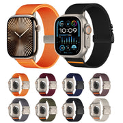 For Apple Watch 42mm / 41mm / 40mm / 38mm Parachute Buckle Elastic Nylon Watch Band(Black)