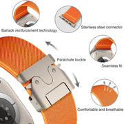 For Apple Watch 42mm / 41mm / 40mm / 38mm Parachute Buckle Elastic Nylon Watch Band(Black)