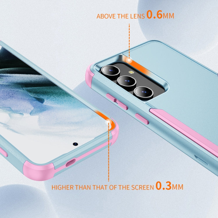 For Samsung Galaxy S25 5G TPU + PC Shockproof Protective Phone Case(Grey Green + Pink)
