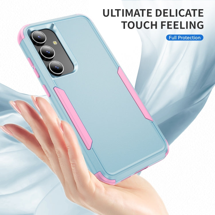 For Samsung Galaxy S25 5G TPU + PC Shockproof Protective Phone Case(Grey Green + Pink)