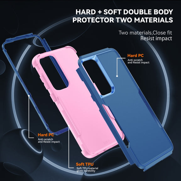 For Samsung Galaxy S25+ 5G TPU + PC Shockproof Protective Phone Case(Royal Blue + Pink)
