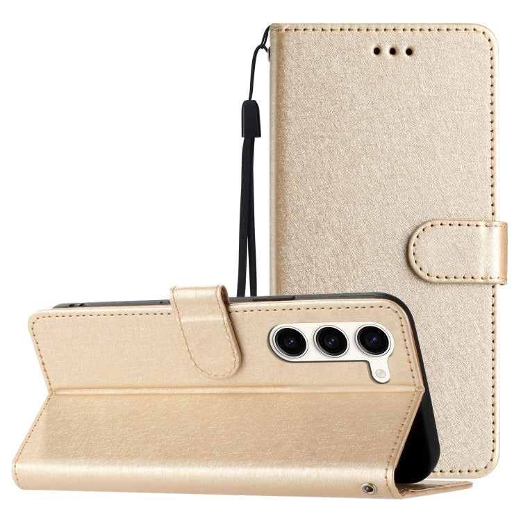 For Samsung Galaxy S25 5G Silk Texture Horizontal Flip Leather Phone Case(Gold)