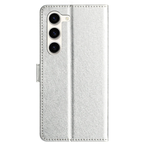 For Samsung Galaxy S25 5G Silk Texture Horizontal Flip Leather Phone Case(Silver)