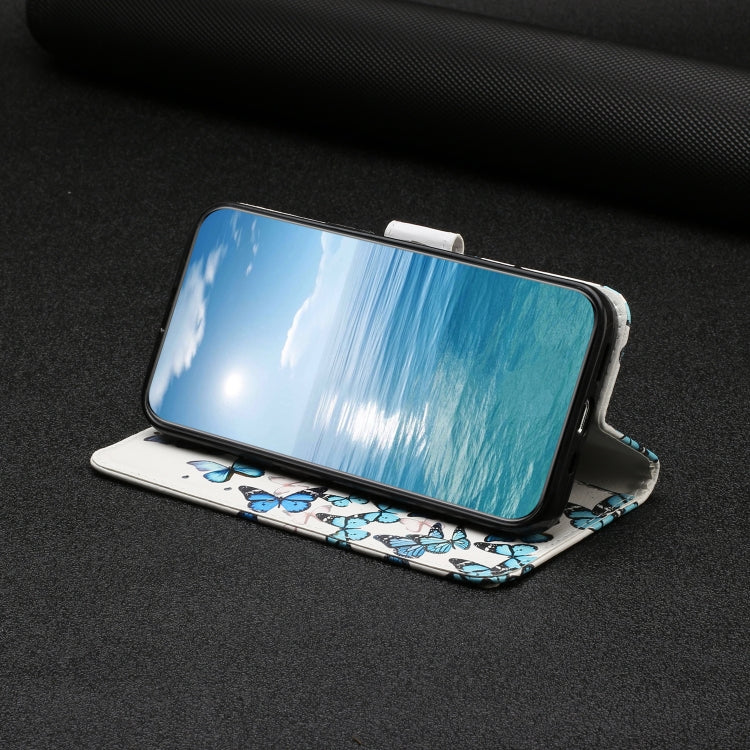 For Samsung Galaxy S25 5G Colored Drawing Marble Pattern Leather Phone Case(Little Blue Butterflies)