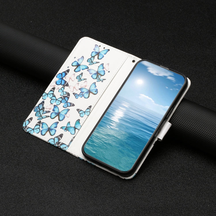 For Samsung Galaxy S25 5G Colored Drawing Marble Pattern Leather Phone Case(Little Blue Butterflies)