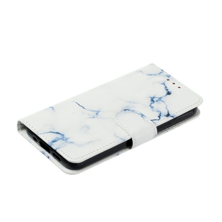 For Samsung Galaxy S25 5G Colored Drawing Marble Pattern Leather Phone Case(White Marble)