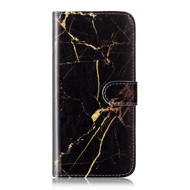 For Samsung Galaxy S25+ 5G Colored Drawing Marble Pattern Leather Phone Case(Black Gold Marble)