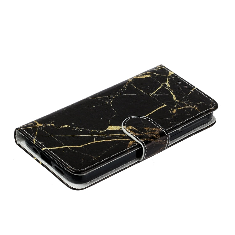For Samsung Galaxy S25+ 5G Colored Drawing Marble Pattern Leather Phone Case(Black Gold Marble)
