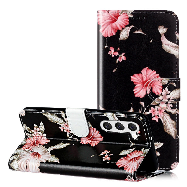 For Samsung Galaxy S25+ 5G Colored Drawing Marble Pattern Leather Phone Case(Azalea)