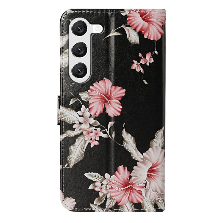 For Samsung Galaxy S25+ 5G Colored Drawing Marble Pattern Leather Phone Case(Azalea)