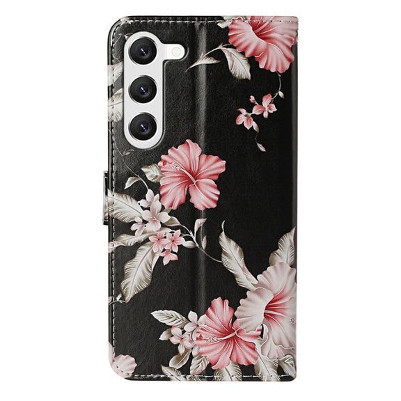 For Samsung Galaxy S25+ 5G Colored Drawing Marble Pattern Leather Phone Case(Azalea)