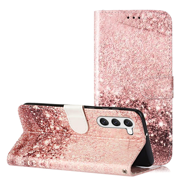 For Samsung Galaxy S25+ 5G Colored Drawing Marble Pattern Leather Phone Case(Rose Gold)