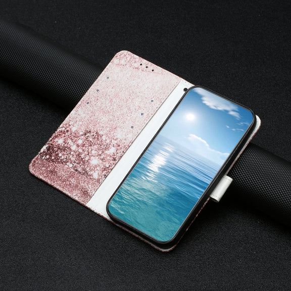 For Samsung Galaxy S25+ 5G Colored Drawing Marble Pattern Leather Phone Case(Rose Gold)