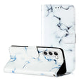 For Samsung Galaxy S25+ 5G Colored Drawing Marble Pattern Leather Phone Case(White Marble) - Galaxy S25+ 5G Cases by PMC Jewellery | Online Shopping South Africa | PMC Jewellery | Buy Now Pay Later Mobicred