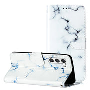 For Samsung Galaxy S25+ 5G Colored Drawing Marble Pattern Leather Phone Case(White Marble)